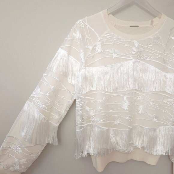 NWOT Elie Tahari Merino wool tulle sweater top, M - Picture 6 of 7